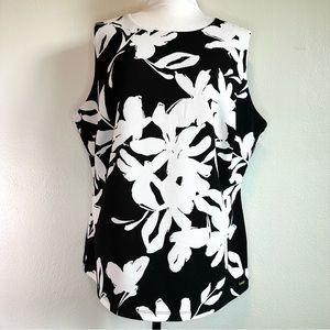 Calvin Klein | Black & White Floral Sleeveless Career Tank Blouse Top Size 1X